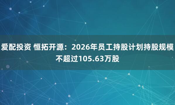 爱配投资 恒拓开源：2026年员工持股计划持股规模不超过105.63万股